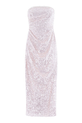 Strapless Gloss Sequined Tulle Gown